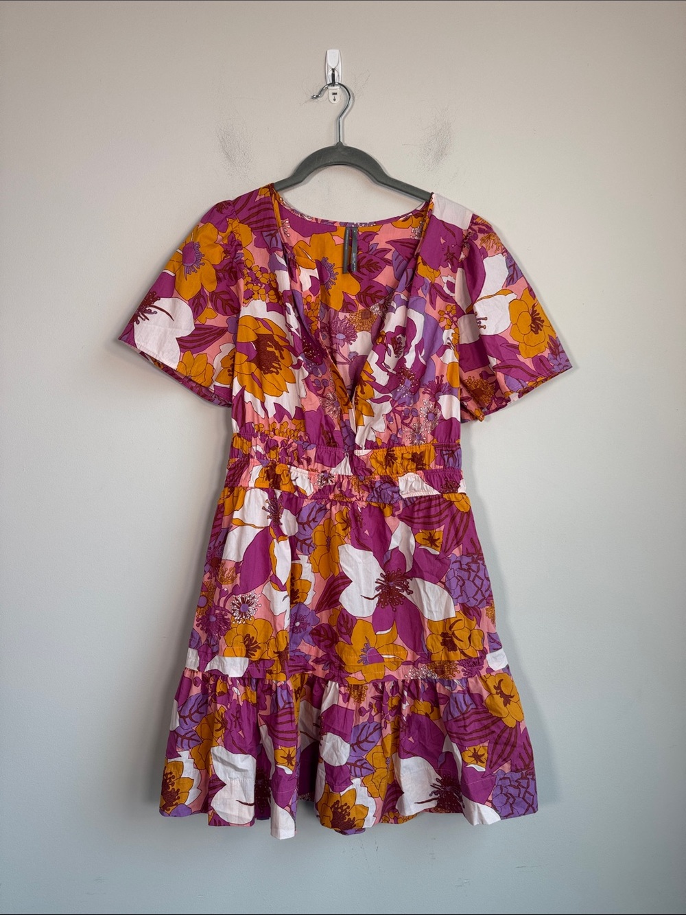 Anthropologie Somerset Mini Dress in Pink / Orange Floral - M - Picture 3 of 6